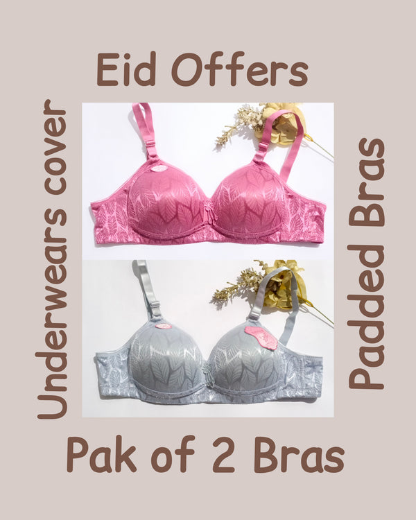 Pak of 2 Beautiful colors prints soft padded and soo comfortable bra for ladies