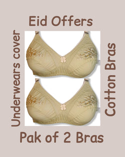 Pak of 2 J.S cotton embroidery Bra for Girls