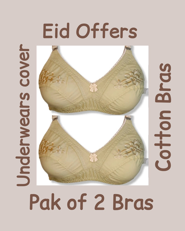 Pak of 2 J.S Cotton embroidery Bra XL size